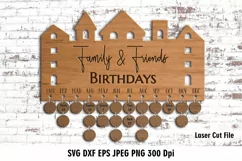 Family Birthdays Calendar| Laser Cut Template| Family SVG
