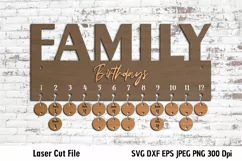 Diy Family Birthdays Calendar SVG design is a template for laser cutting machine for cardstock, wood and metal.