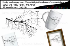 38 hearts hanging tree branch template / family branch Product Image 2