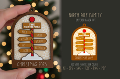 Family Christmas North Pole Laser Cut Ornament SVG Product Image 1
