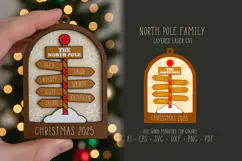 Family Christmas North Pole Laser Cut Ornament SVG Product Image 1