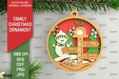 Family Christmas Ornament LaserCut. Christmas Decoration SVG Product Image 1