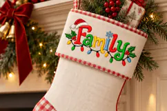 Family Christmas Embroidery Design, Xmas Lights Machine Emb Product Image 5