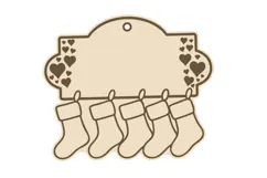 Family Christmas Stocking Laser Cut Layered Ornament SVG Product Image 2