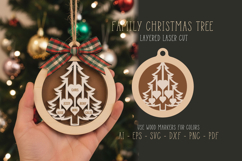 Family of 6 Christmas Tree Laser Cut Layered Ornament SVG Product Image 1