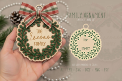 Family Christmas Wreath Ornament Laser Cut Layered Template Product Image 1