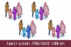 Happy Family Clipart Couple Clipart Winter Christmas PNG Product Image 1