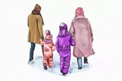 Happy Family Clipart Couple Clipart Winter Christmas PNG Product Image 2