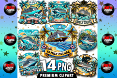 Family Cruise Clipart Bundle 14 Tropical Vacation PNG Product Image 1