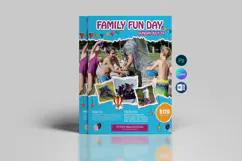 Colorful family fun day flyer template for outdoor events, community gatherings, summer parties, picnics, and family activities.