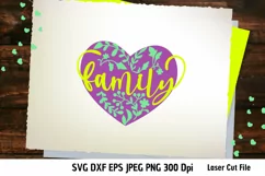 Family Monogram SVG| Floral heart monogram layered