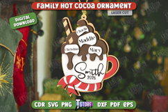 Personalized Family Hot Cocoa Mug Ornament Laser Cut Product Image 1