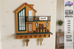 Family Key Holder Laser Cut | Decorative Wall Key Organizer Product Image 1