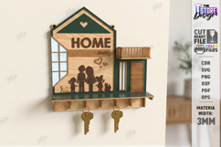 Family Key Holder Laser Cut | Decorative Wall Key Organizer Product Image 1