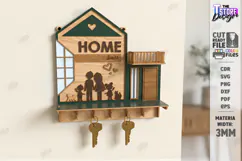 Family Key Holder Laser Cut | Decorative Wall Key Organizer Product Image 1
