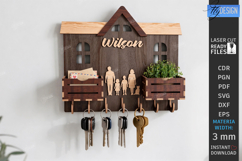Personalized Family Key Holder Laser Cut | Wall Decor | CNC Product Image 1