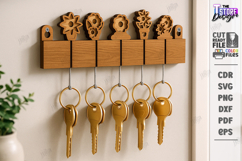 Family Wall Key Holder Laser Cut |Modern Keyholder| Home SVG Product Image 1