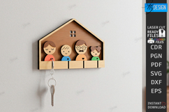 Family Key Holder Laser Cut | Decorative Wall Key Organizer Product Image 1