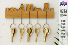 Family Wall Key Holder Laser Cut |Modern Keyholder| Home SVG Product Image 1