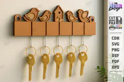 Family Wall Key Holder Laser Cut |Modern Keyholder| Home SVG Product Image 1