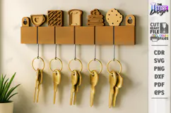 Family Wall Key Holder Laser Cut |Modern Keyholder| Home SVG Product Image 1