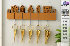 Family Wall Key Holder Laser Cut |Modern Keyholder| Home SVG Product Image 1