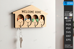 Family Key Holder Laser Cut | Decorative Wall Key Organizer Product Image 1