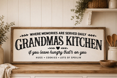 Country kitchen cut file with bold vintage lettering and cozy family quote ideal for Cricut crafting, farmhouse decor, and personalized grandma gifts.