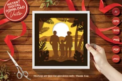 3D Papercut Family, Father, Mother and Child Template Product Image 2