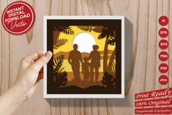 3D Papercut Family, Father, Mother and Child Template Product Image 3