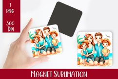 Tropical Family Magnet. Summer Magnet Sublimation Product Image 1