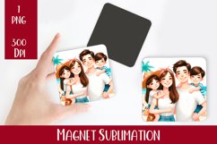 Tropical Family Magnet. Summer Magnet Sublimation Product Image 1