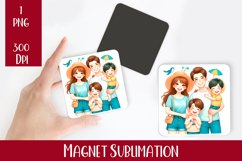 Tropical Family Magnet. Summer Magnet Sublimation Product Image 1