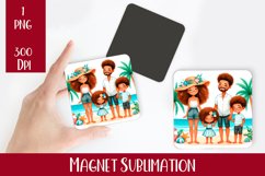 Tropical Family Magnet. Summer Magnet Sublimation Product Image 1