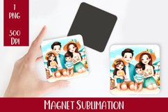 Tropical Family Magnet. Summer Magnet Sublimation Product Image 1