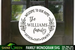 family monogram svg round sign shine green art