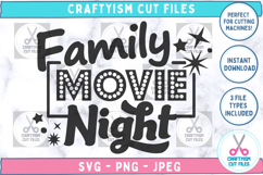 Family Movie Night Quote Cut File SVG Front Image