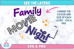 Family Movie Night Quote Cut File SVG Expanded Layers Example