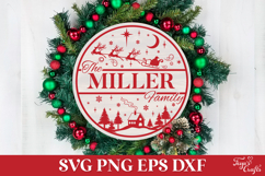 Round Family Christmas Name Sign SVG Cut File Product Image 1