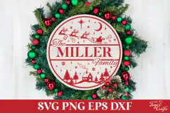 Round Family Christmas Name Sign SVG Cut File Product Image 1