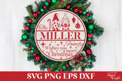Round Family Christmas Name Sign SVG Cut File Product Image 1