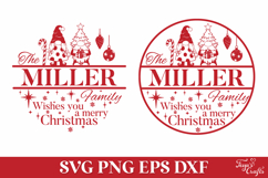 Round Family Christmas Name Sign SVG Cut File Product Image 2
