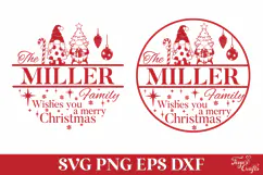 Round Family Christmas Name Sign SVG Cut File Product Image 2