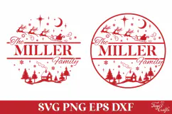 Round Family Christmas Name Sign SVG Cut File Product Image 2