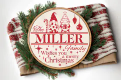 Round Family Christmas Name Sign SVG Cut File Product Image 3