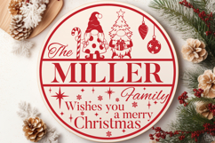Round Family Christmas Name Sign SVG Cut File Product Image 4