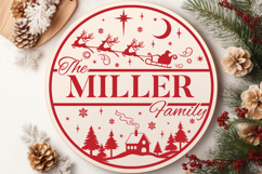 Round Family Christmas Name Sign SVG Cut File Product Image 3