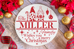Round Family Christmas Name Sign SVG Cut File Product Image 5