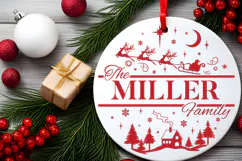 Round Family Christmas Name Sign SVG Cut File Product Image 5