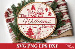 Round Family Christmas Name Sign SVG Cut File Product Image 1